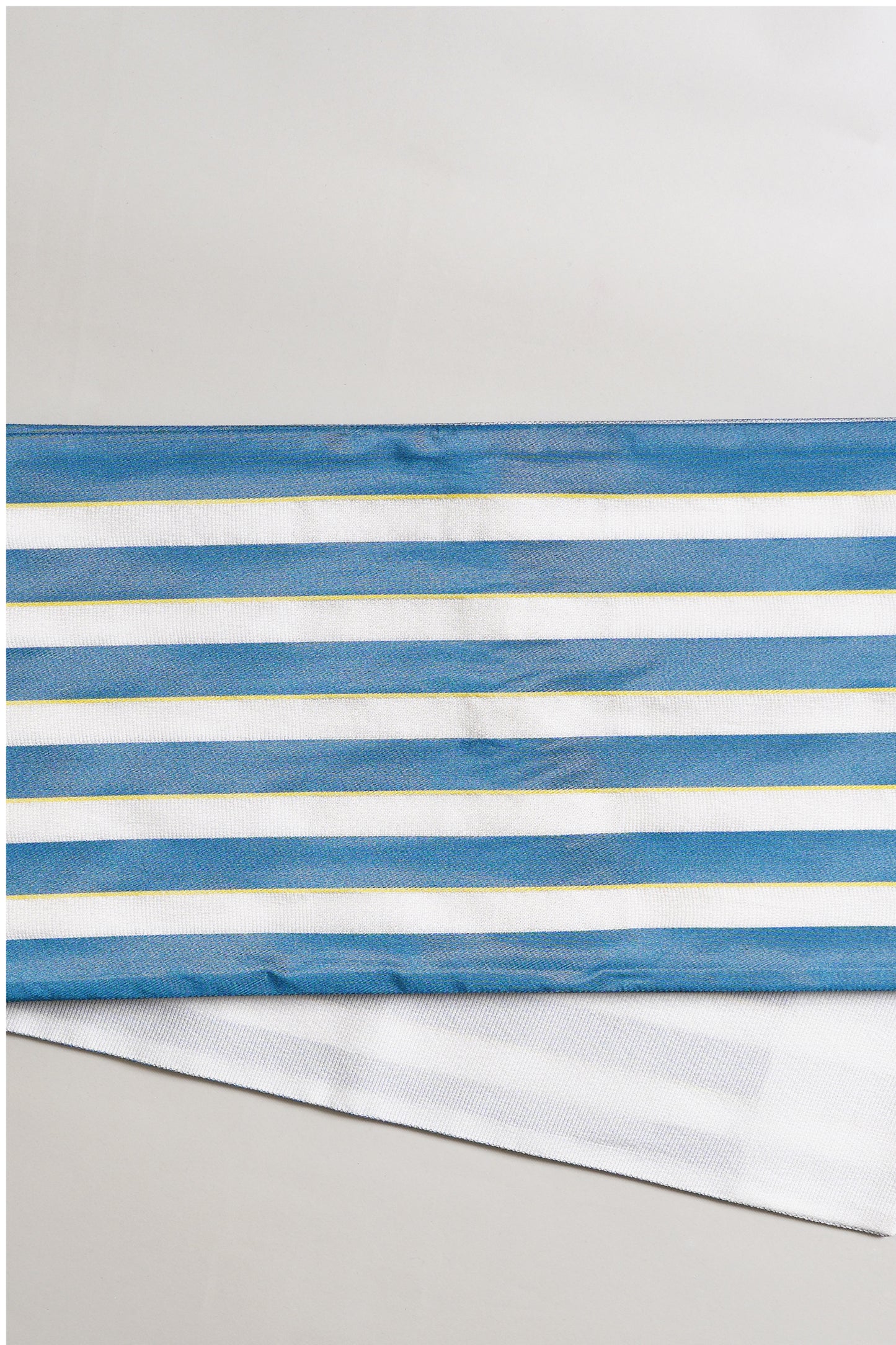 京袋名古屋帯 白×青ストライプ