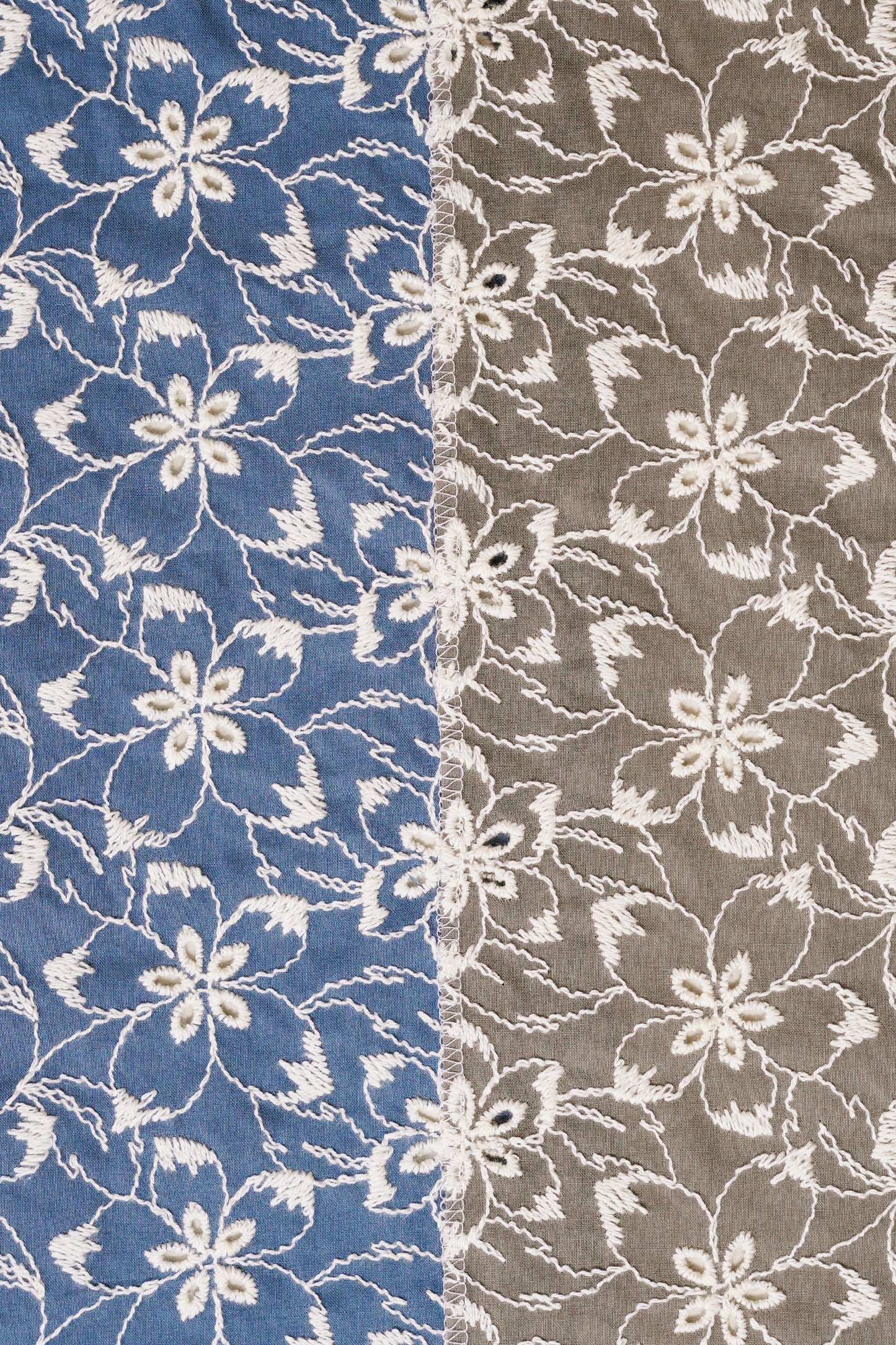 フラワーレース半衿 バイカラー ブルー×チャコールグレー