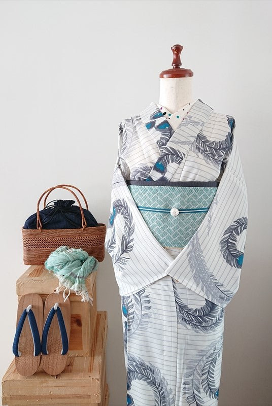2025SS オリジナル浴衣 孔雀/グレー