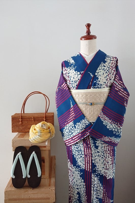 2025SS オリジナル浴衣 藤/ネイビーレッド