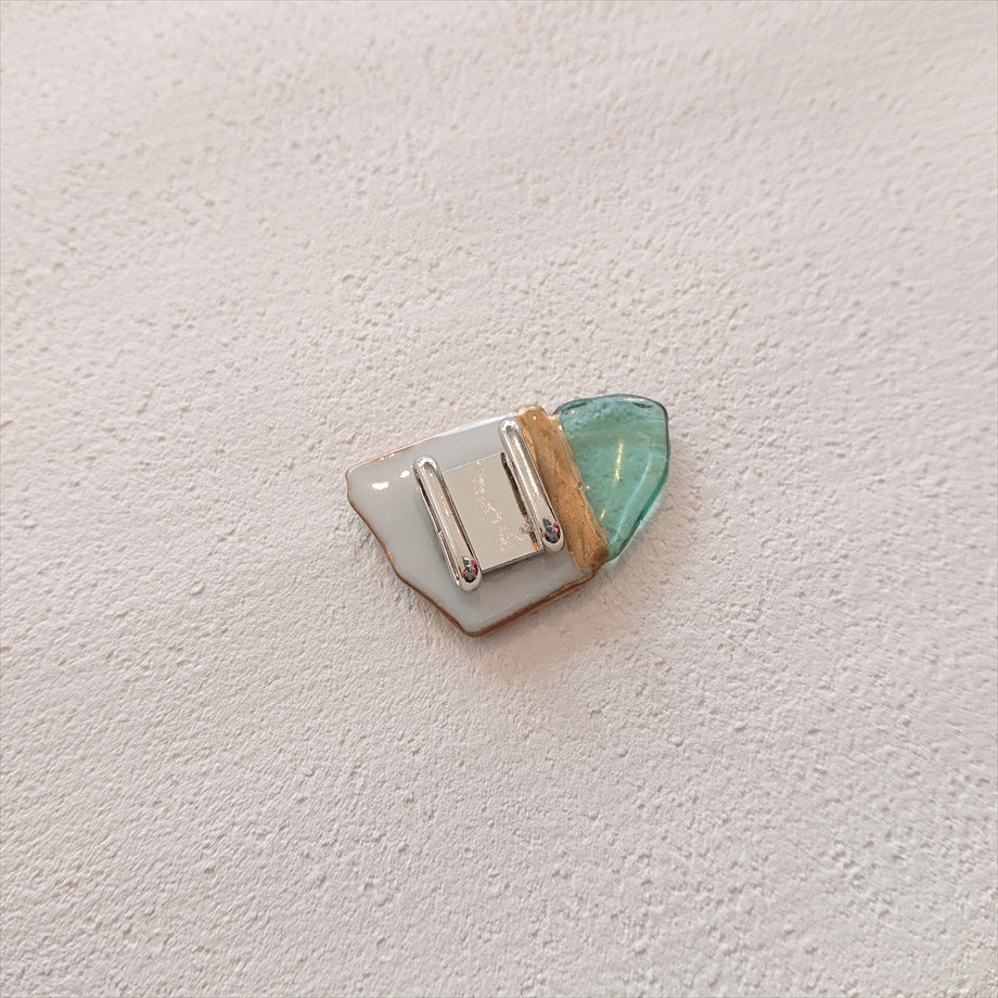 金継ぎ帯留 ブラウン×ミント