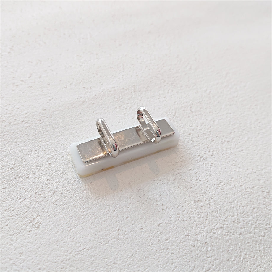 螺鈿帯留 長方形/ホワイト