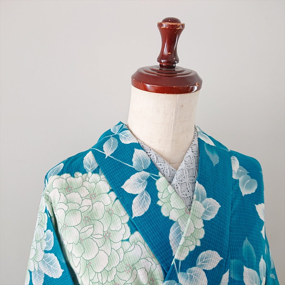 綿浴衣 紫陽花/ターコイズ