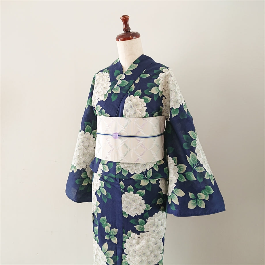 綿浴衣 紫陽花/ネイビー