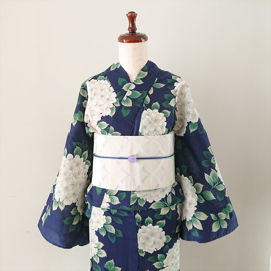 綿浴衣 紫陽花/ネイビー