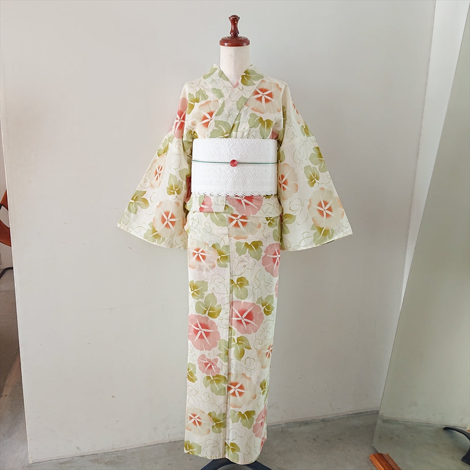 綿浴衣 朝顔/ピンク