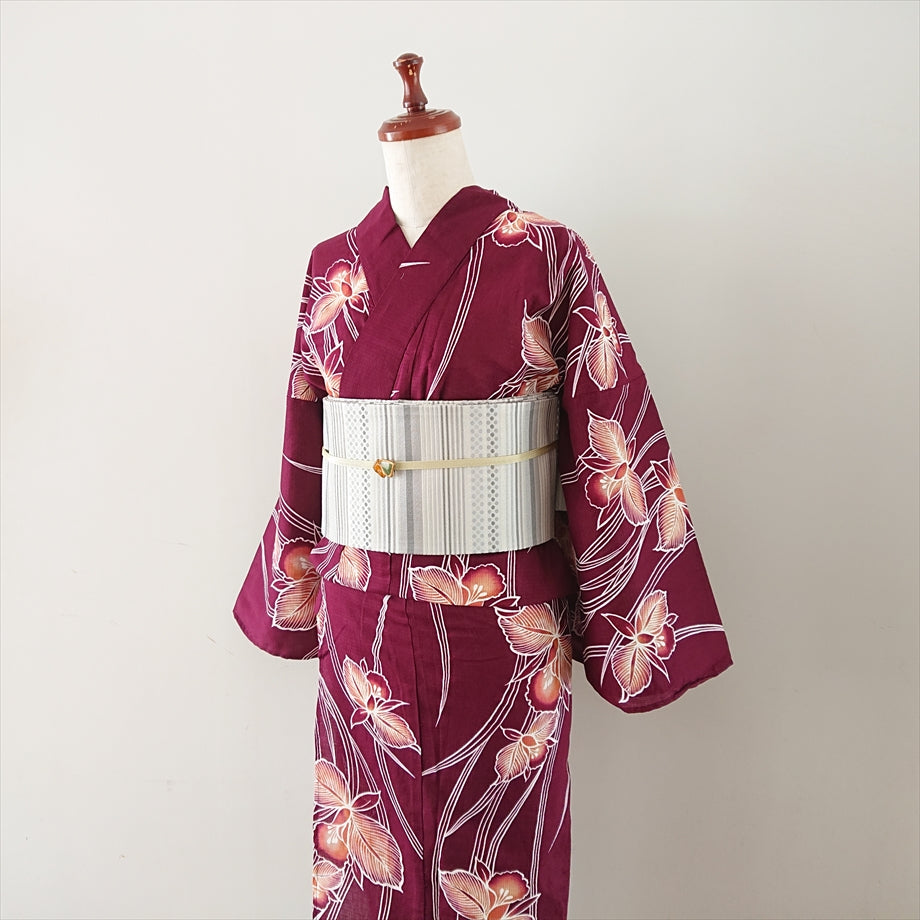 綿浴衣 蘭/レッド