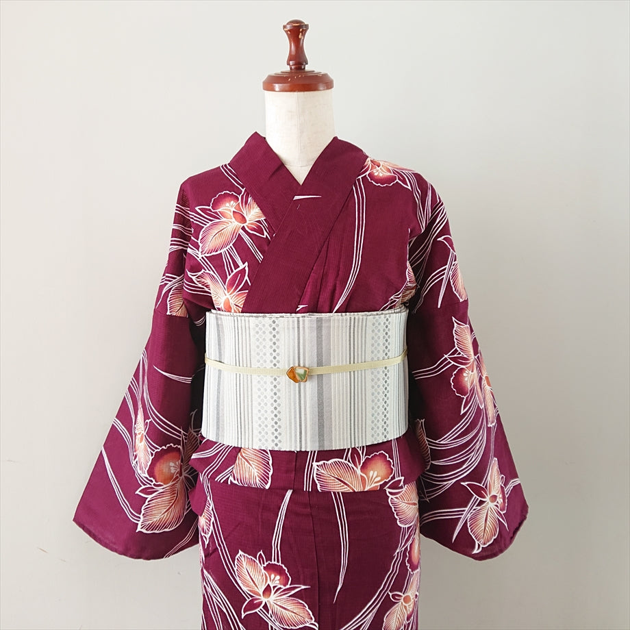 綿浴衣 蘭/レッド