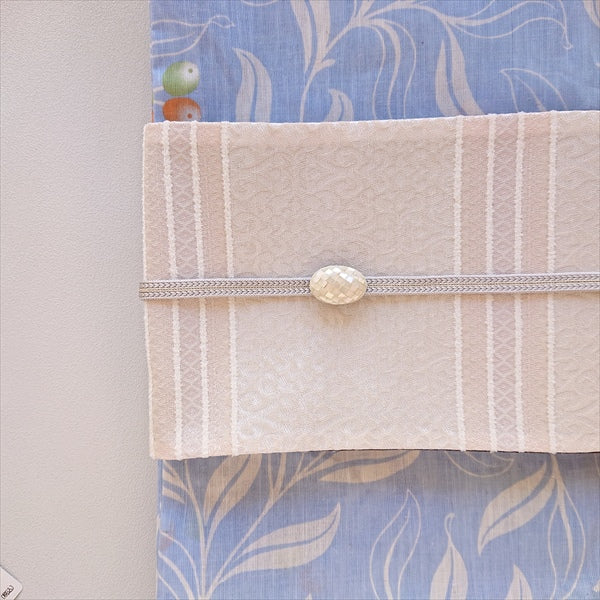 螺鈿帯留 楕円/白