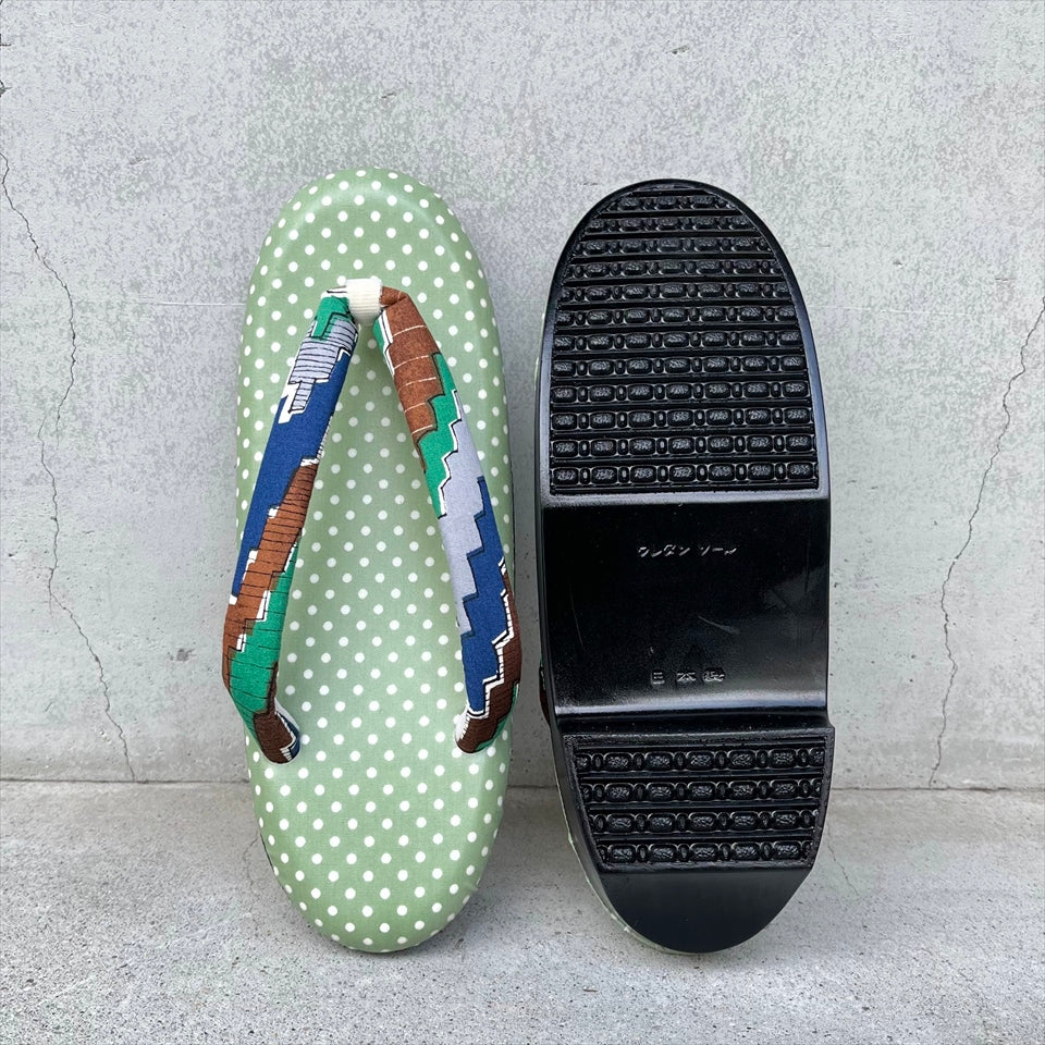 ウレタン草履 幾何学/ライトグリーン Mサイズ