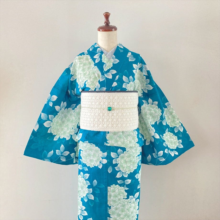 綿浴衣 紫陽花/ターコイズ