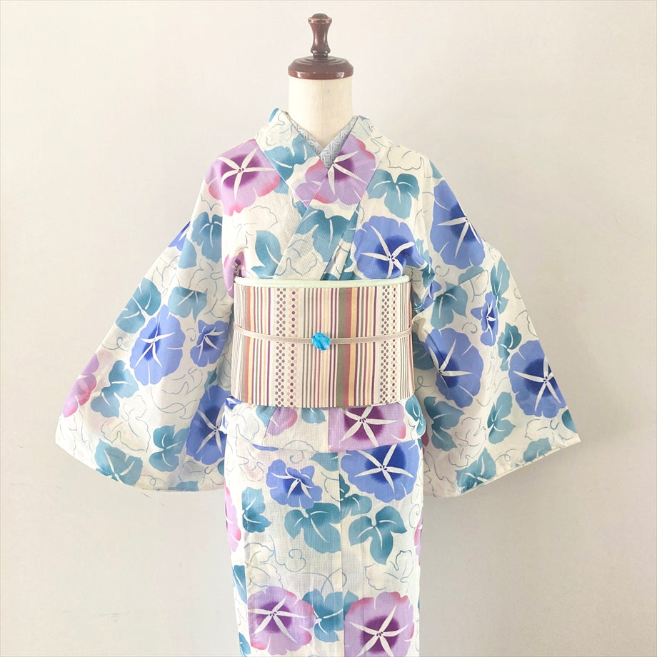 綿浴衣 朝顔/パープル