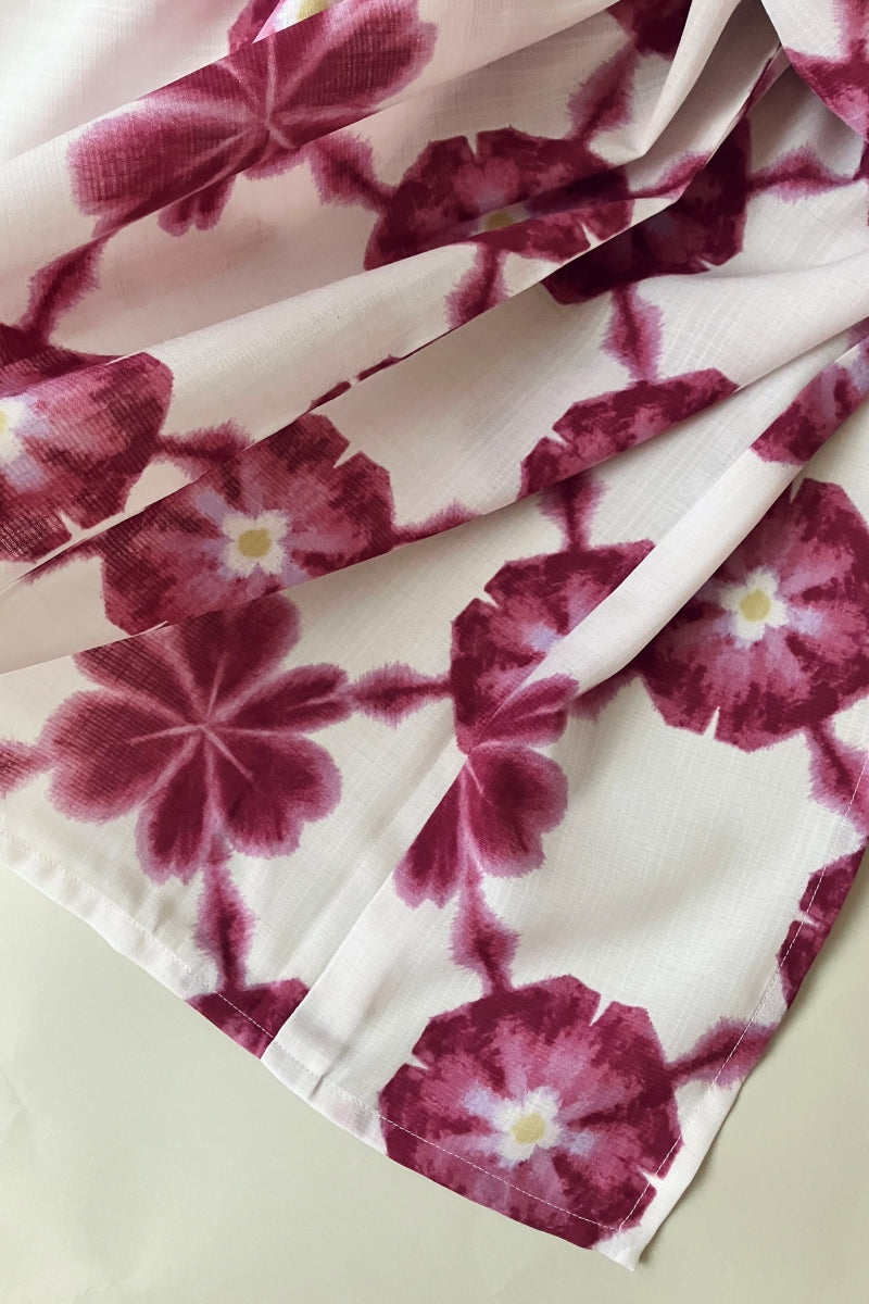 浴衣セット⑦ 絞り風浴衣 ラズベリーカラー