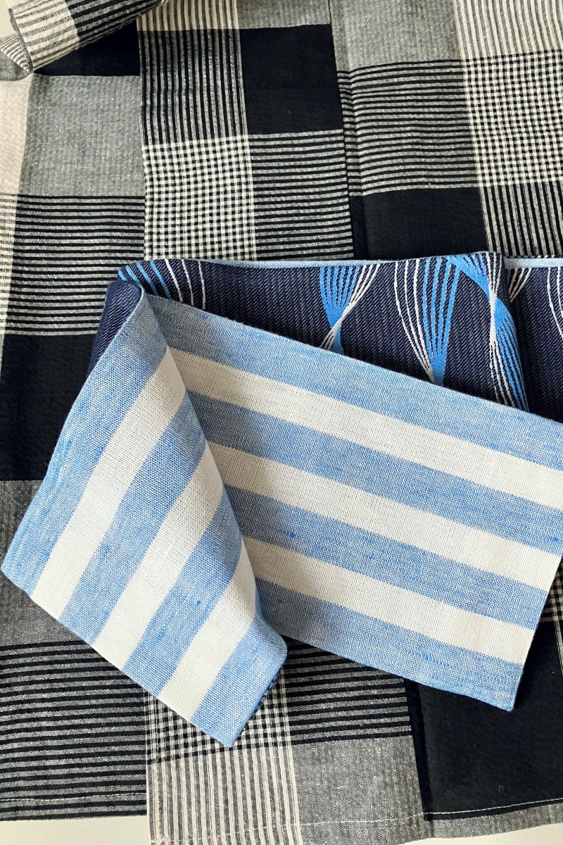 浴衣セット⑩ ブロックチェック モノトーン