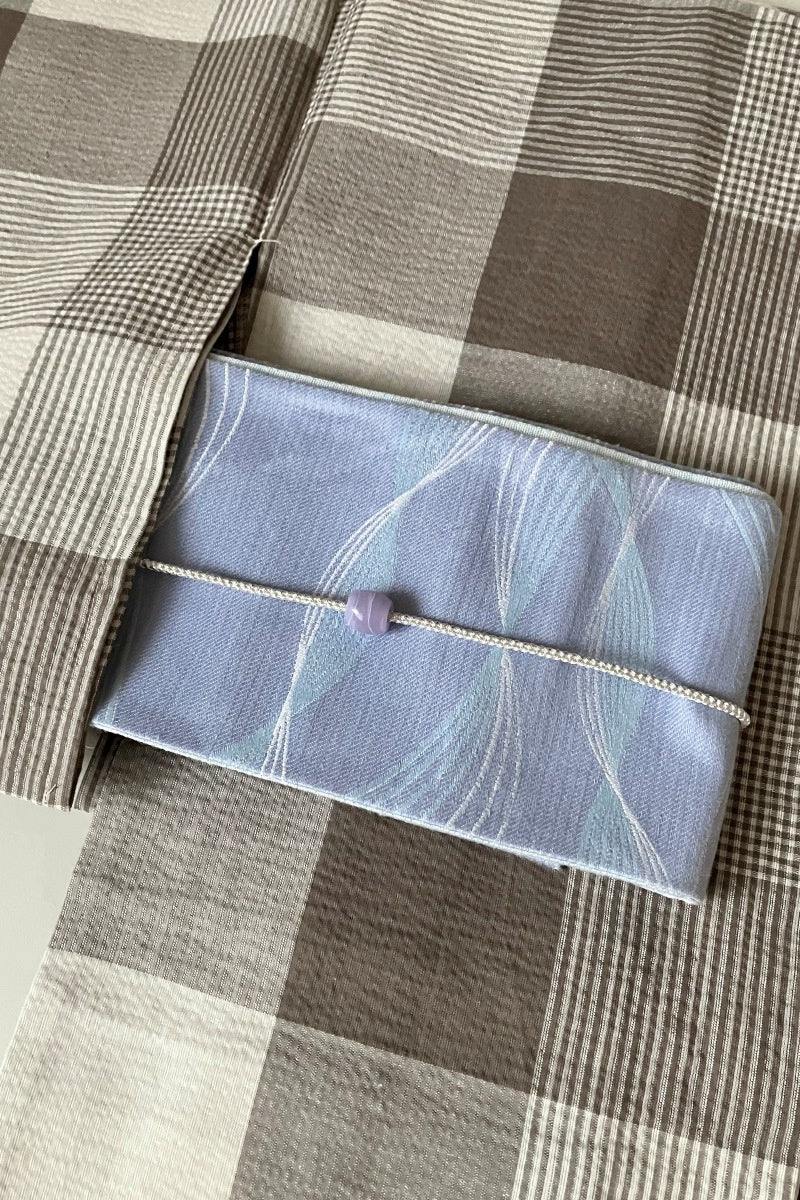 浴衣セット⑪ ブロックチェック ベージュ