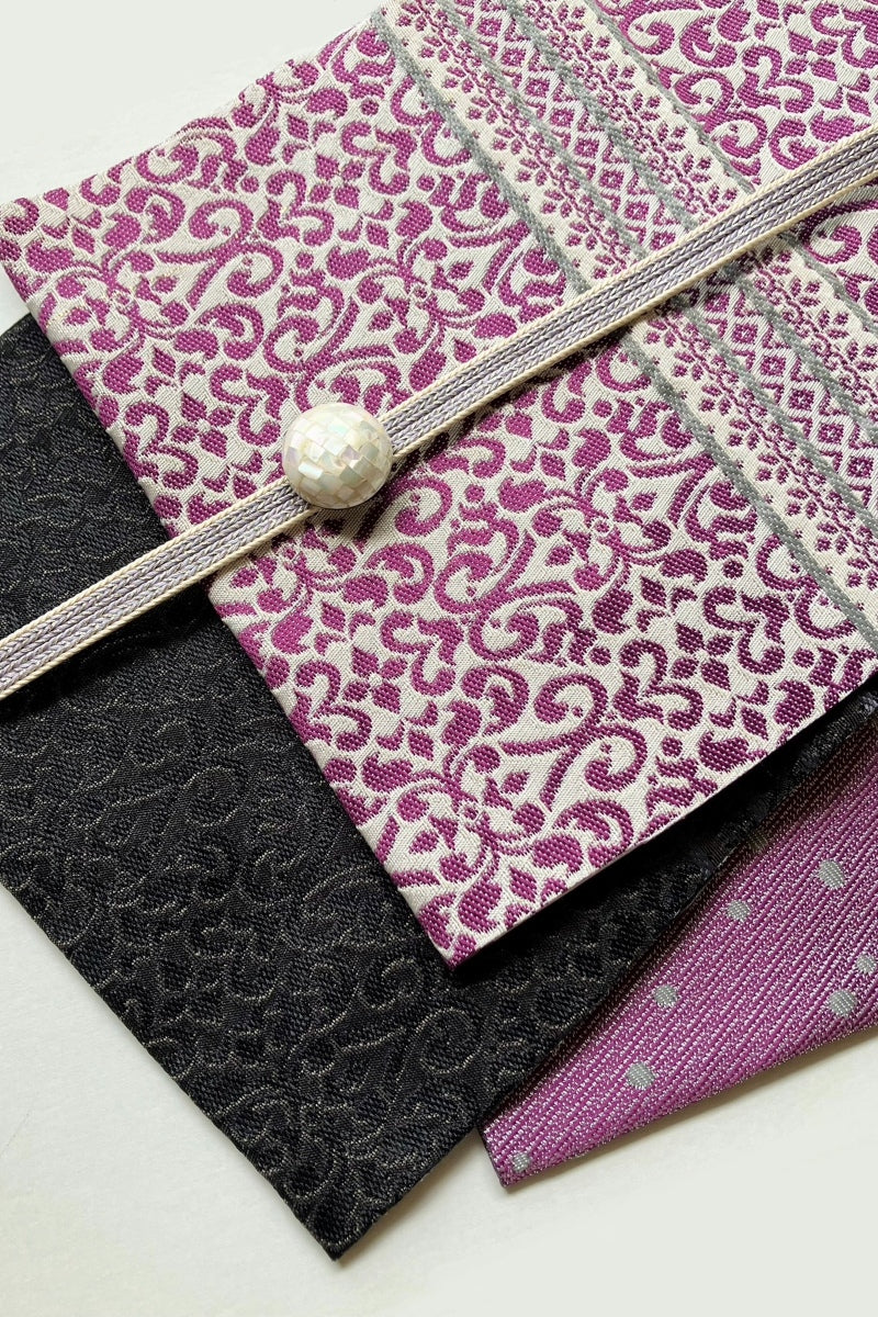 螺鈿帯留 白 円形