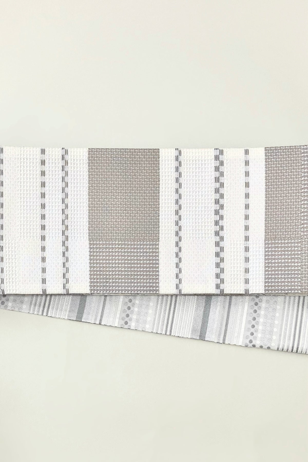 半巾帯 ドットボーダー白グレー