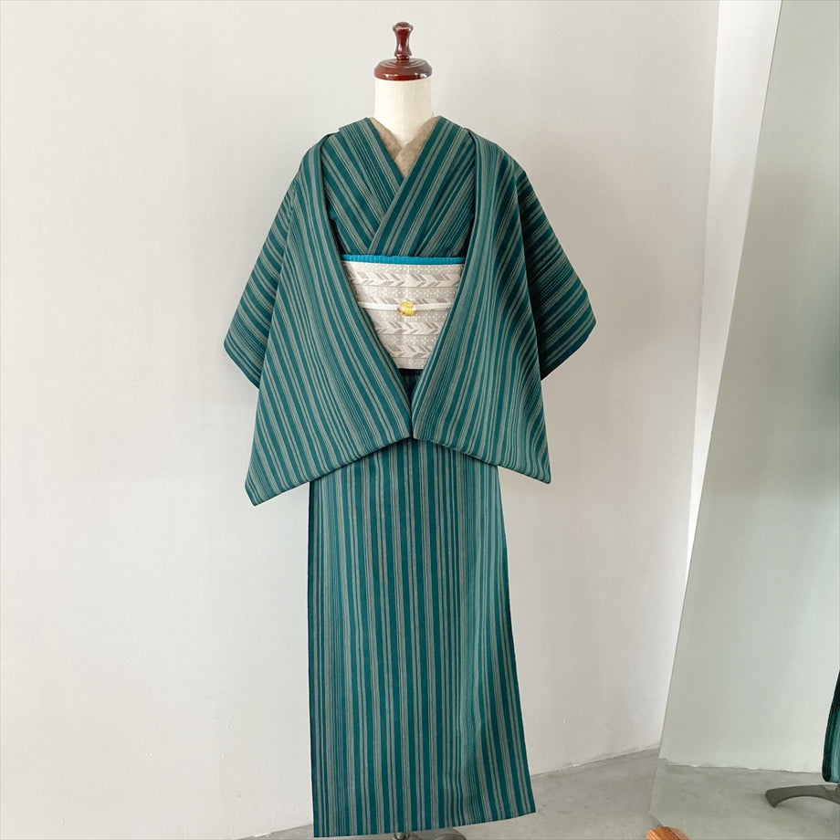 伊勢木綿 縞/緑