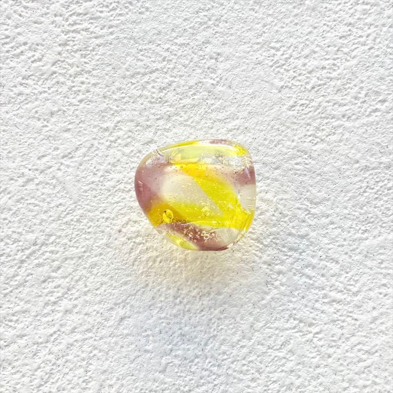 ガラス帯留　小　イエロー