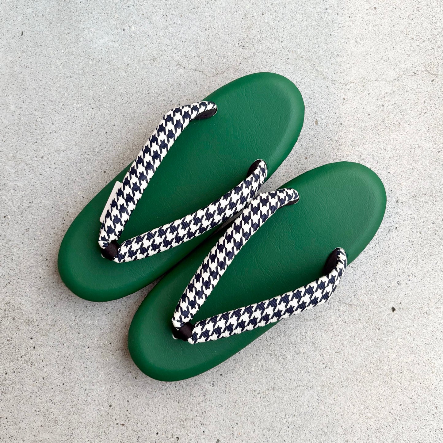 ウレタン草履　千鳥格子/グリーン　Mサイズ