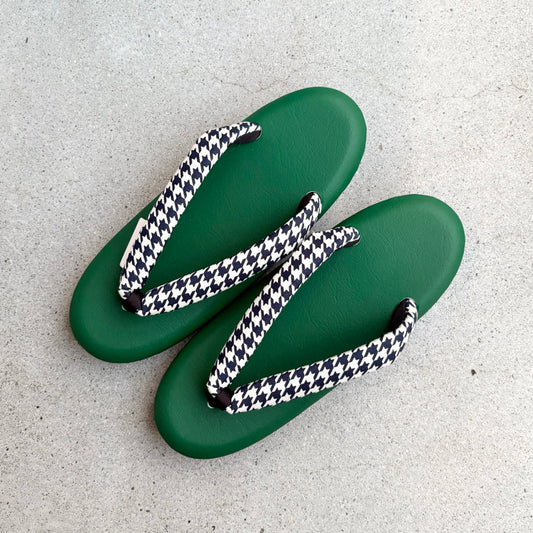 ウレタン草履　千鳥格子/グリーン　Mサイズ