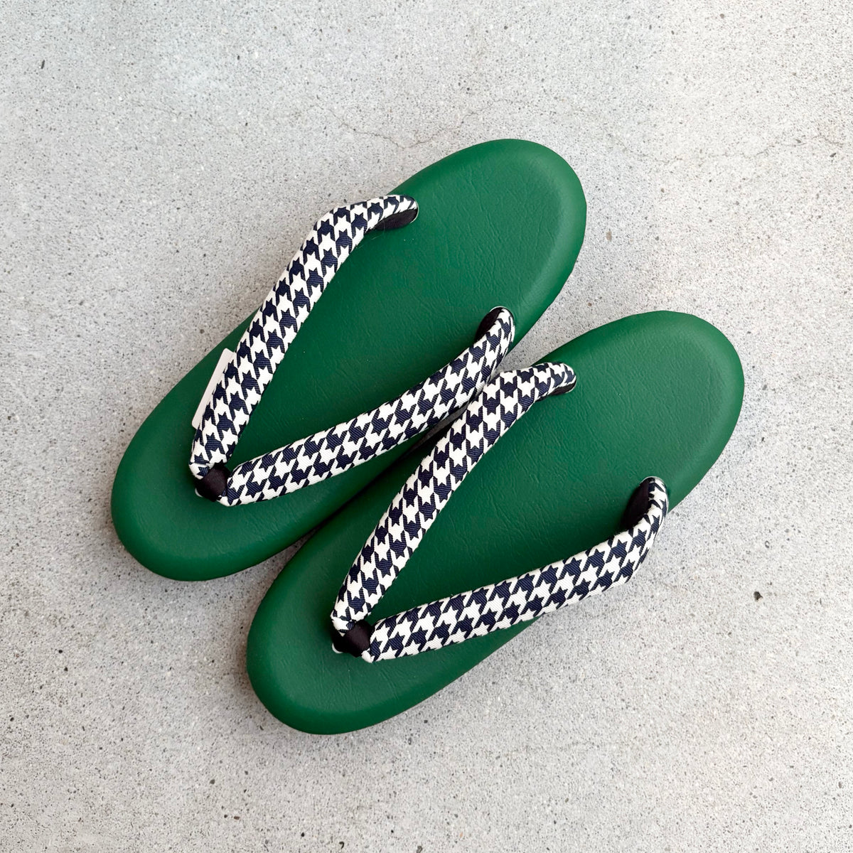ウレタン草履　千鳥格子/グリーン　Mサイズ