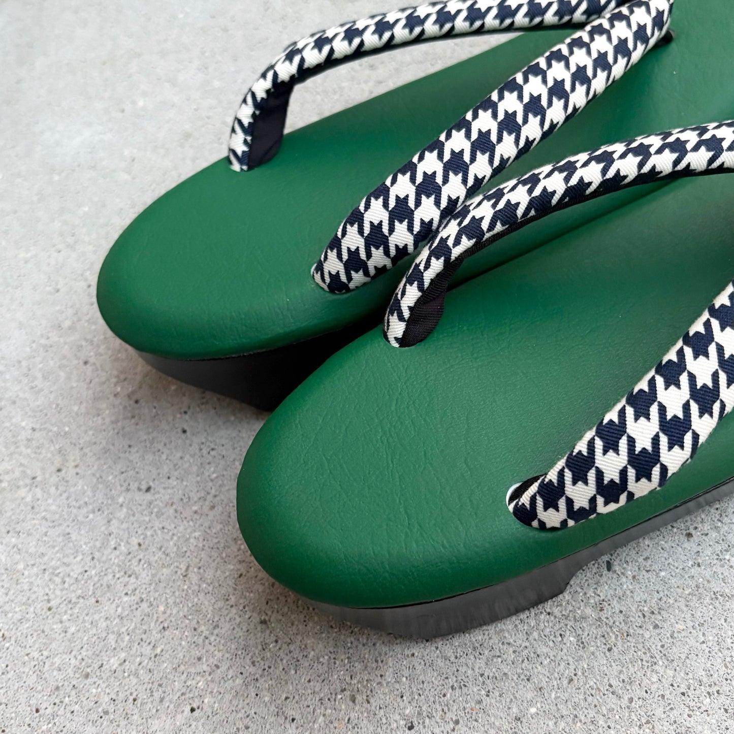 ウレタン草履　千鳥格子/グリーン　Mサイズ