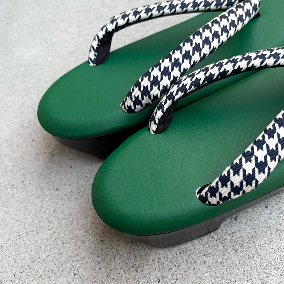 ウレタン草履　千鳥格子/グリーン　Mサイズ