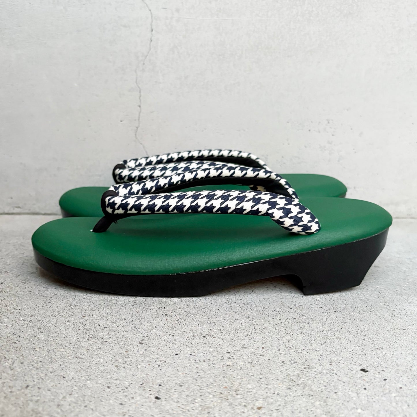 ウレタン草履　千鳥格子/グリーン　Mサイズ