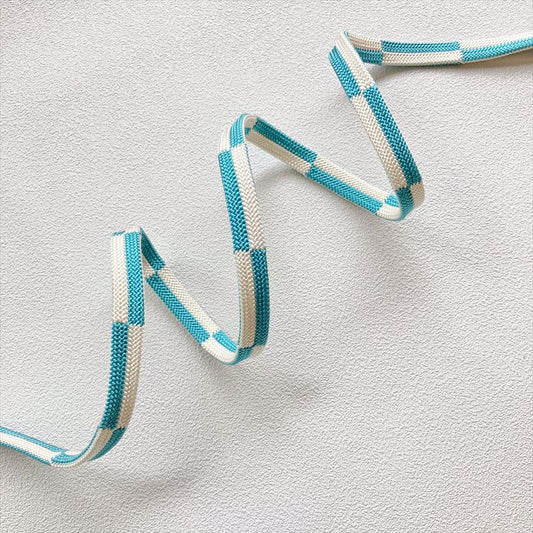 三分紐 市松　ブルー×ホワイト