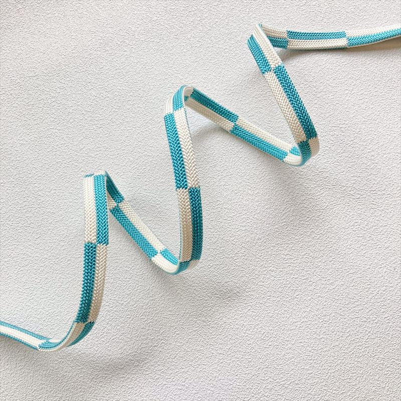 三分紐 市松　ブルー×ホワイト