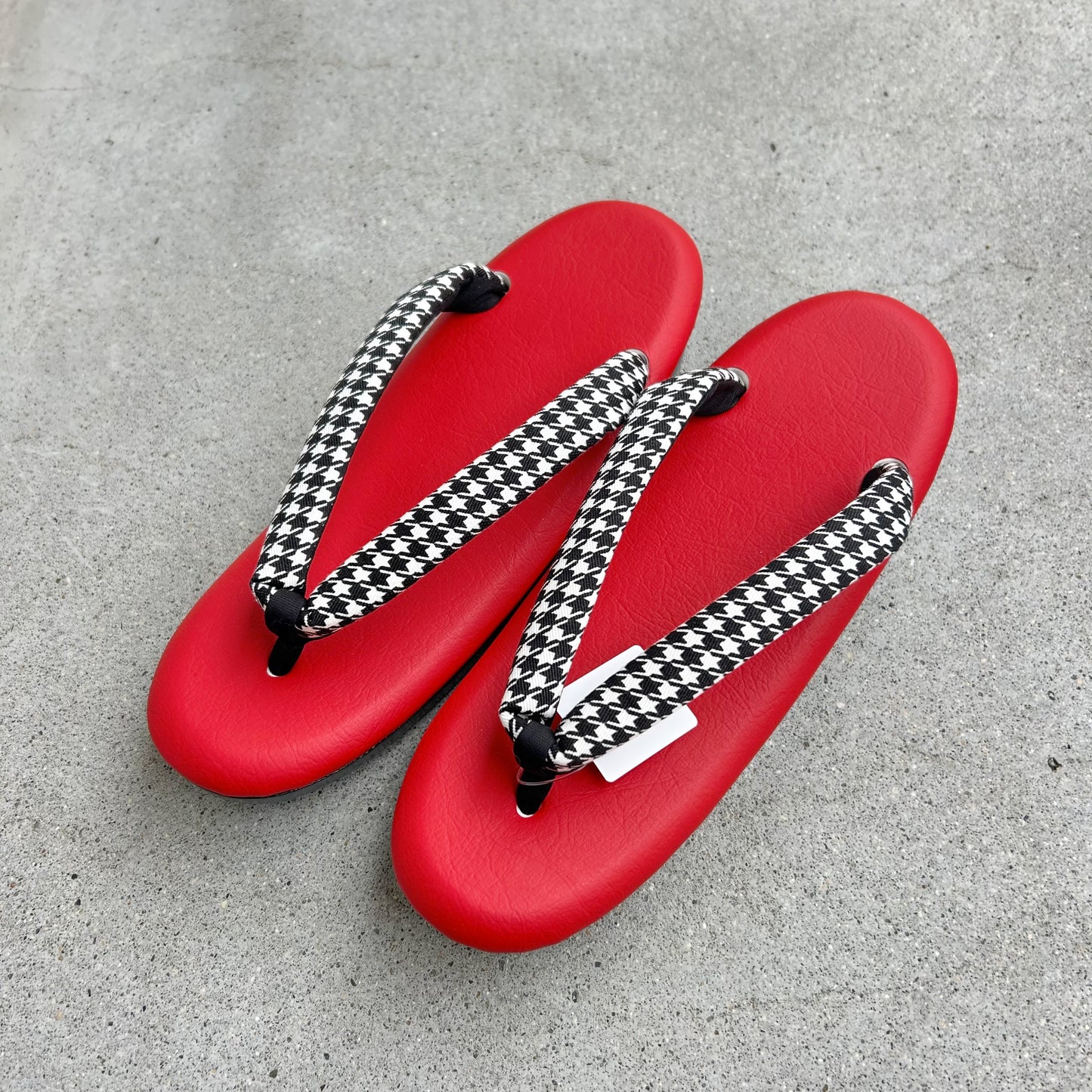 ウレタン草履 千鳥格子/朱赤　Lサイズ