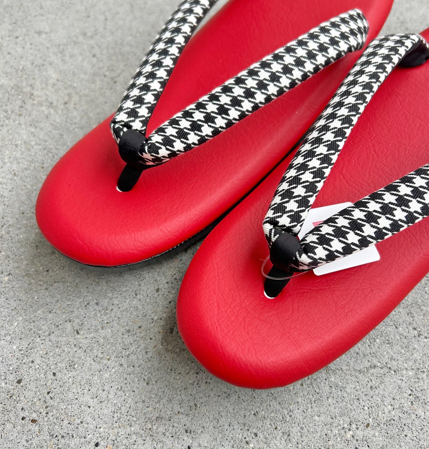 ウレタン草履 千鳥格子/朱赤　Lサイズ