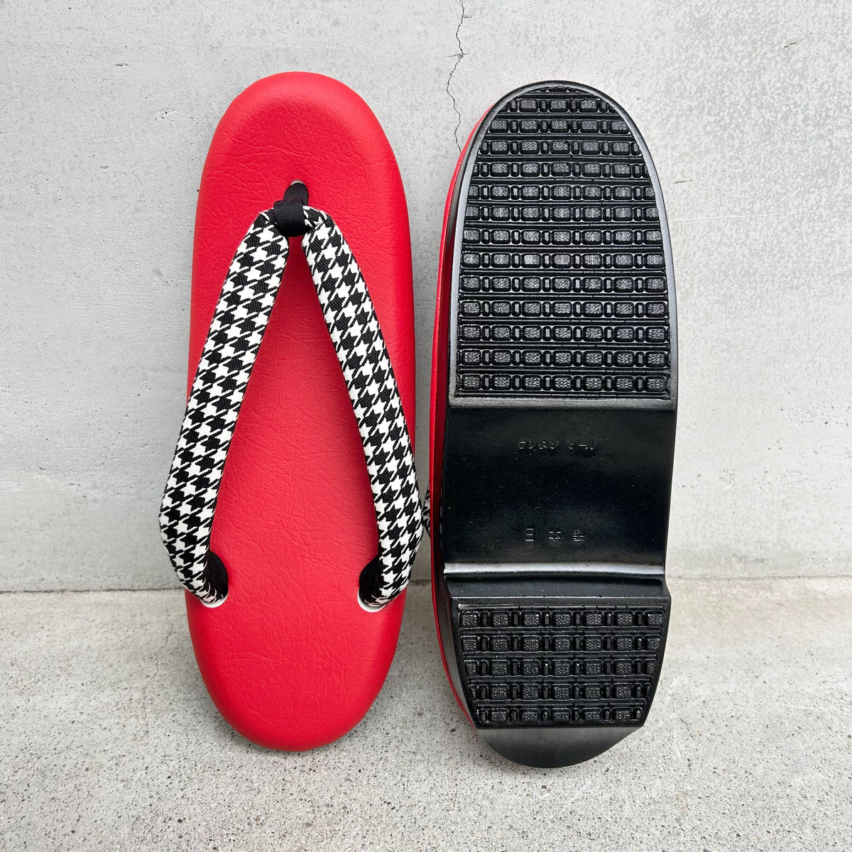 ウレタン草履 千鳥格子/朱赤　Lサイズ
