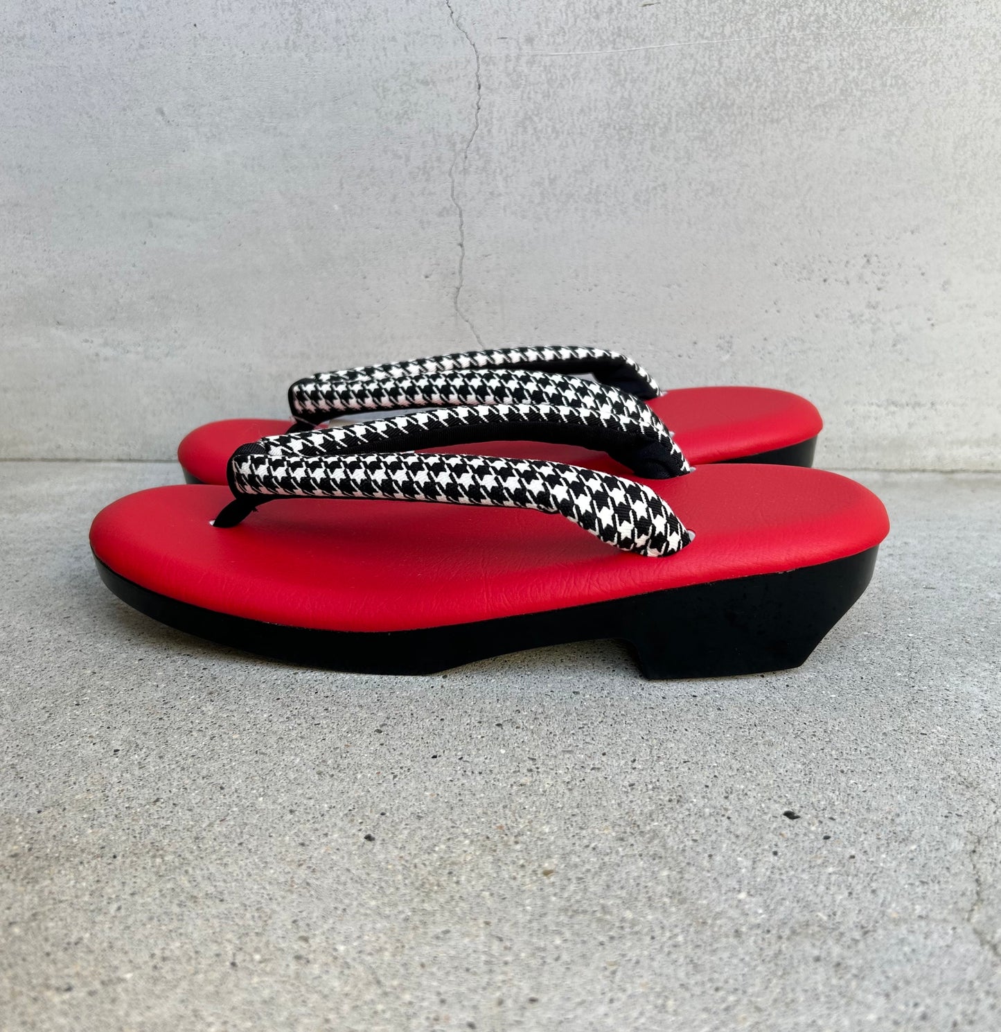 ウレタン草履 千鳥格子/朱赤　Lサイズ