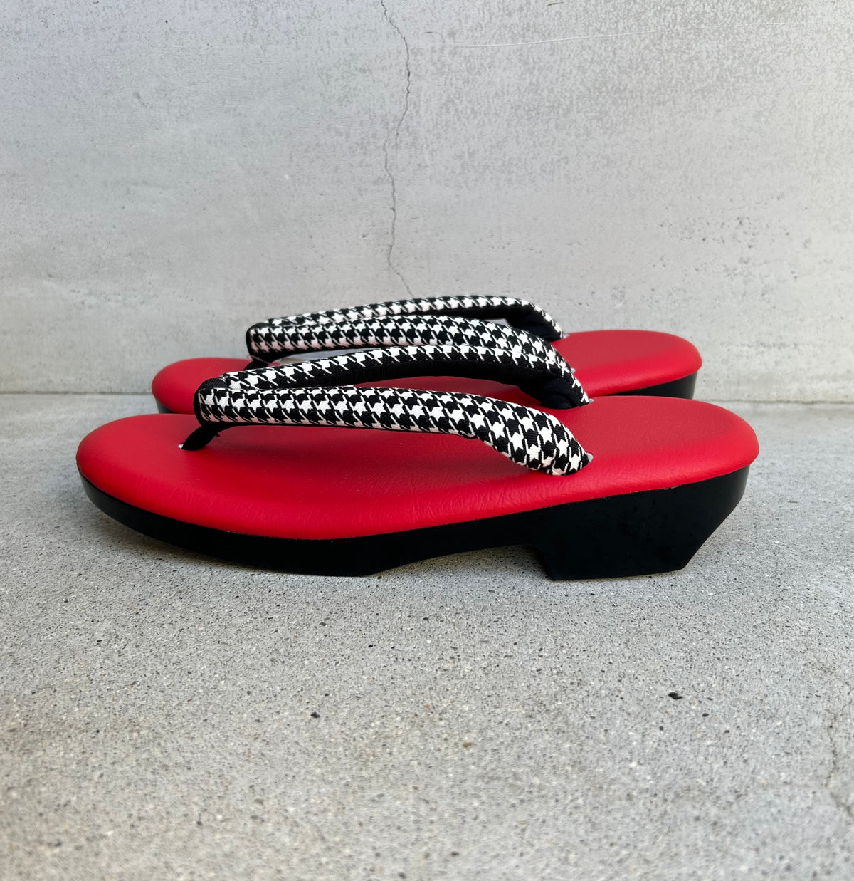 ウレタン草履 千鳥格子/朱赤　Lサイズ