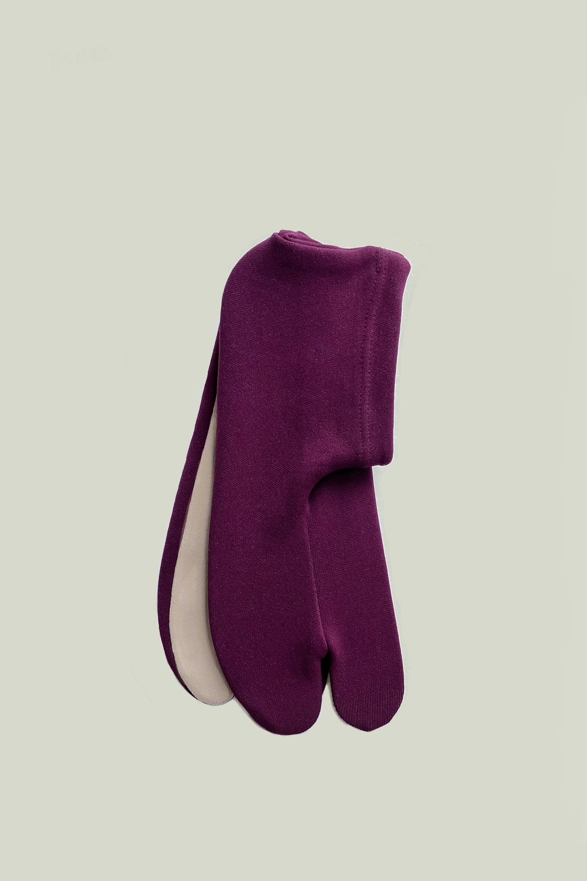 バイカラーソックス足袋　ワイン×ベージュ