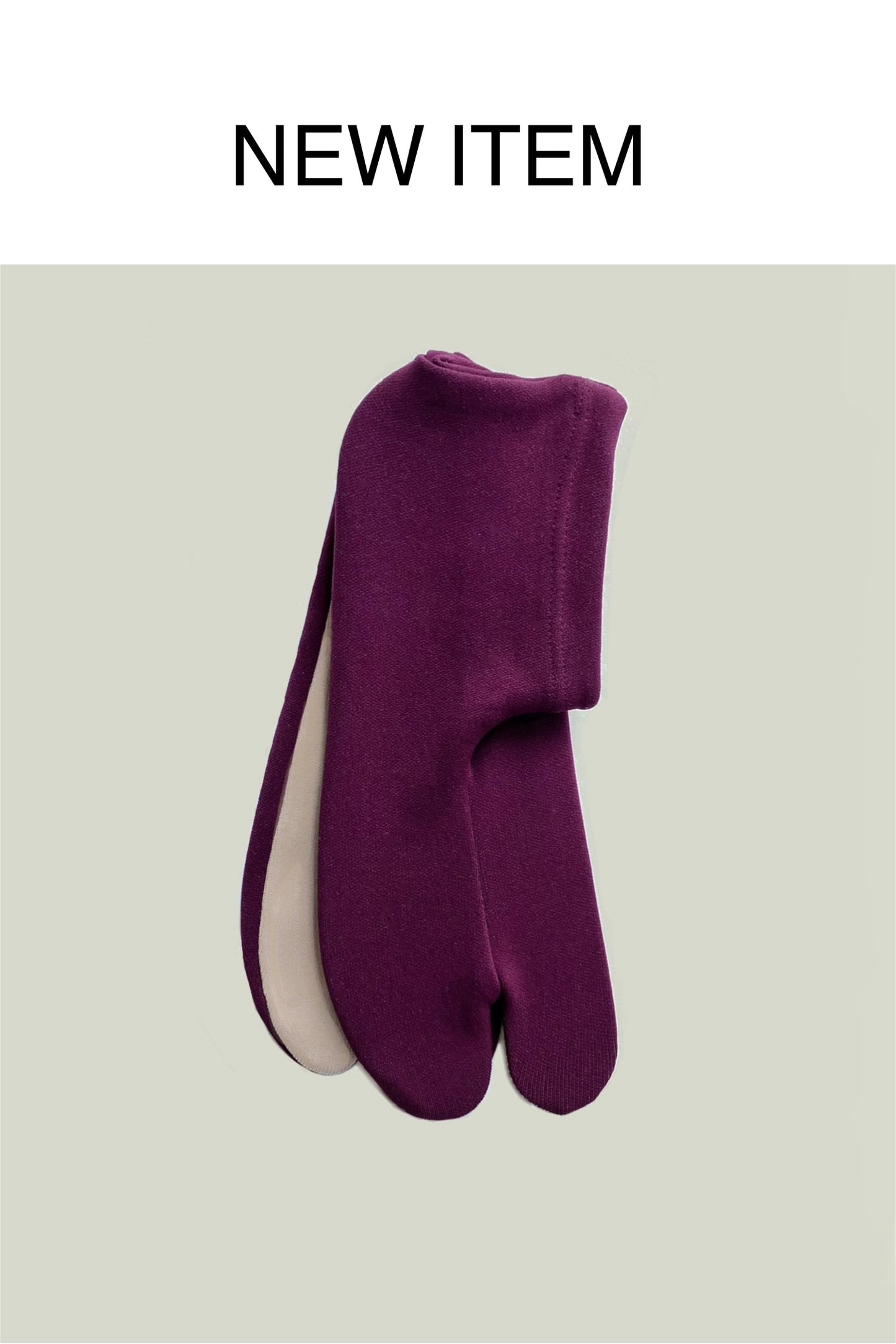 バイカラーソックス足袋　ワイン×ベージュ