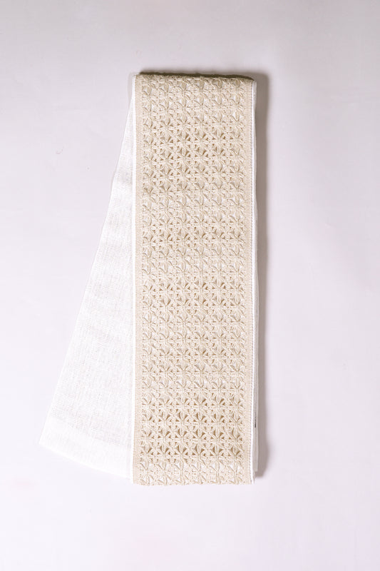 半巾帯　麻　トーション レース 編み ベージュ
