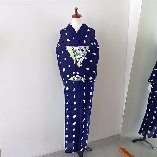 注染綿絽浴衣 手描きドット