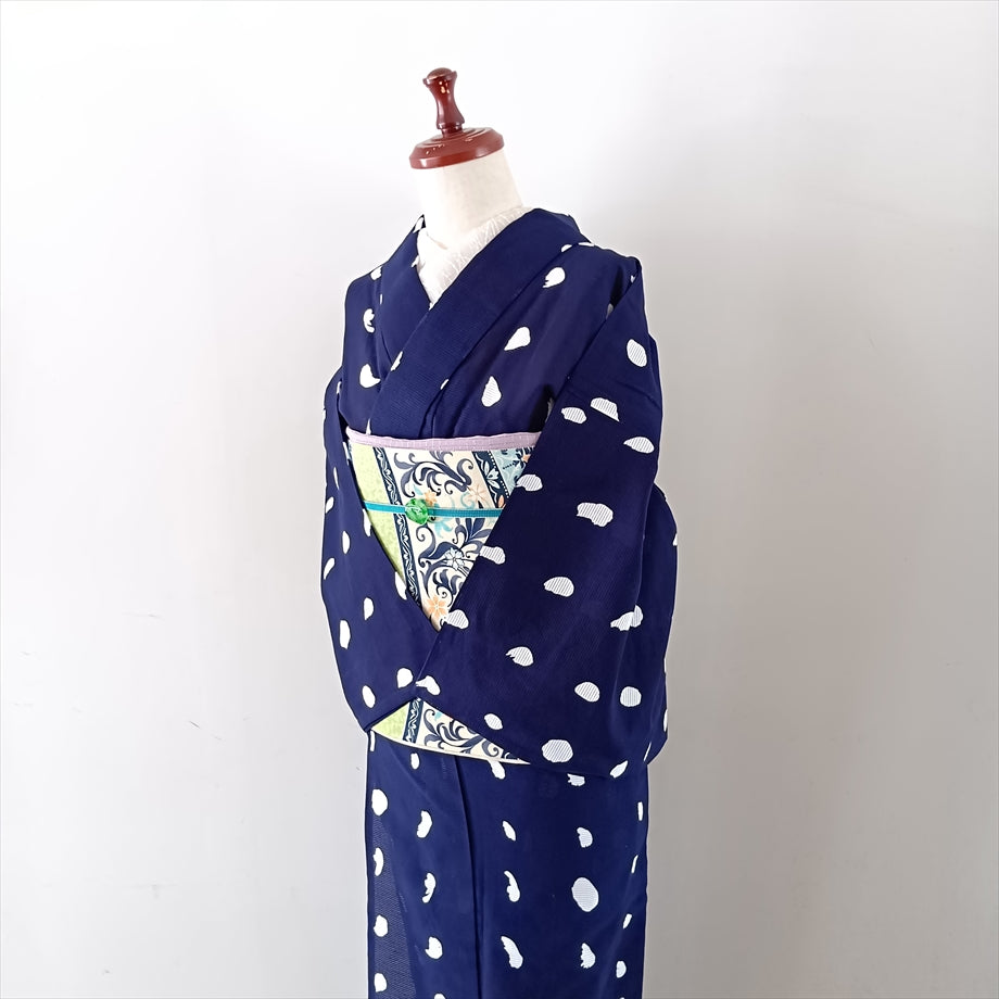 注染綿絽浴衣 手描きドット