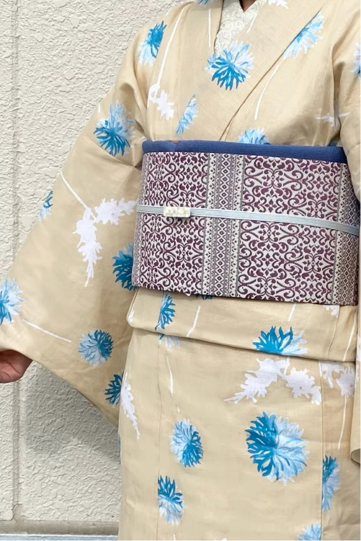 正絹帯揚　紺藍