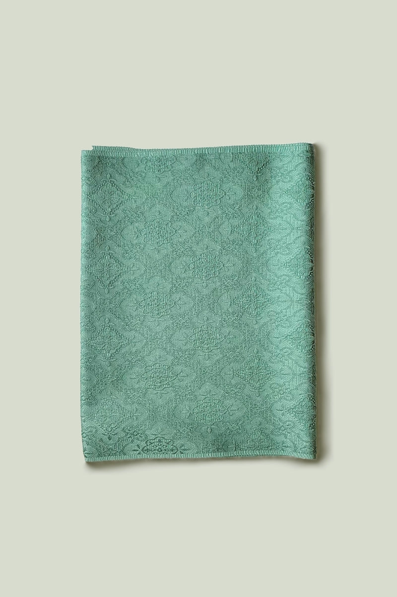 正絹帯揚げ　ダマスク柄　ミントグリーン