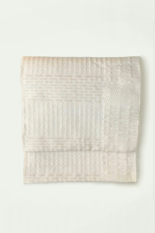 八寸名古屋帯　幾何学オフホワイト