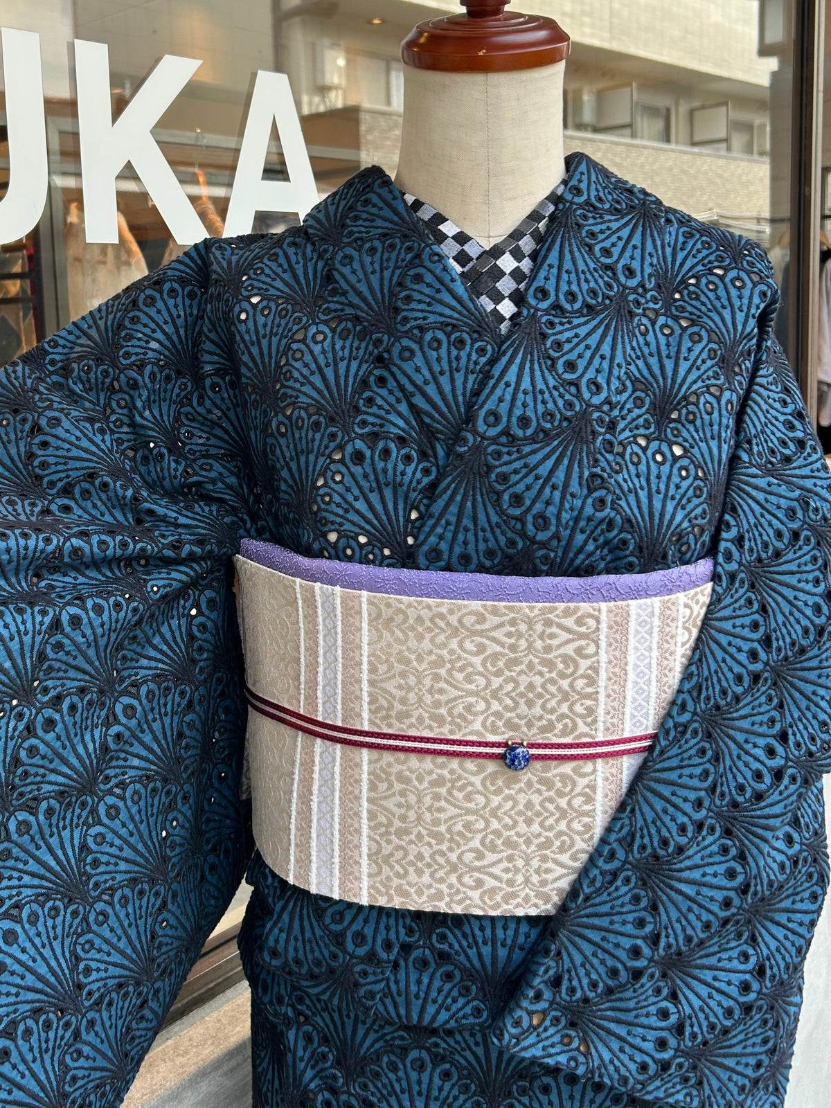 うさぎ小町×大塚呉服店コラボ半巾帯　第一弾　ペルシャ紋　シナモンチャイ