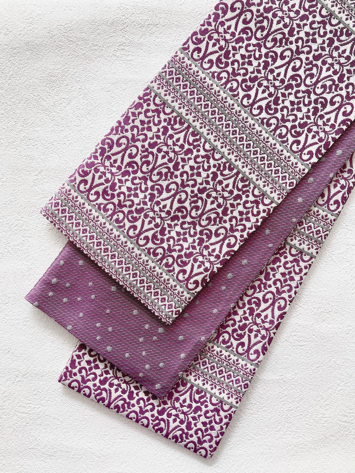 うさぎ小町×大塚呉服店コラボ半巾帯　第二弾　ペルシャ紋 ホワイトラズベリー