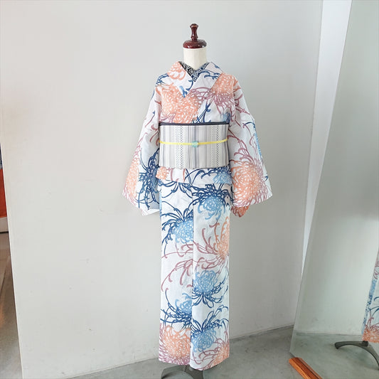綿麻浴衣 糸菊/マルチカラー