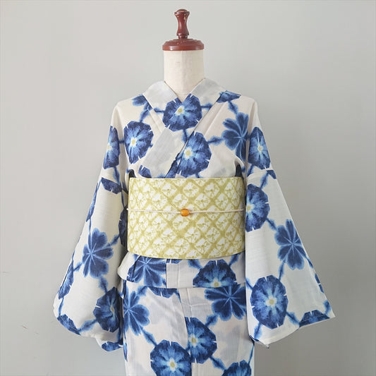 ポリエステル浴衣  絞り風/花つなぎ