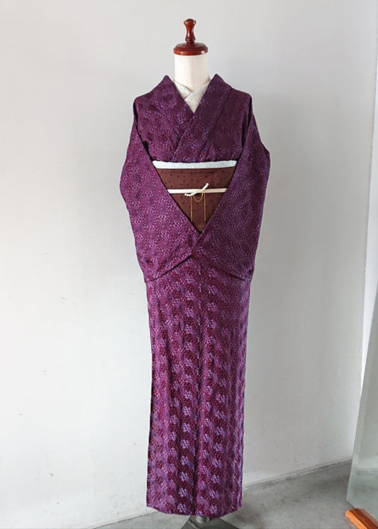 オリジナルレース刺繍着物 ローズ／ターコイズ