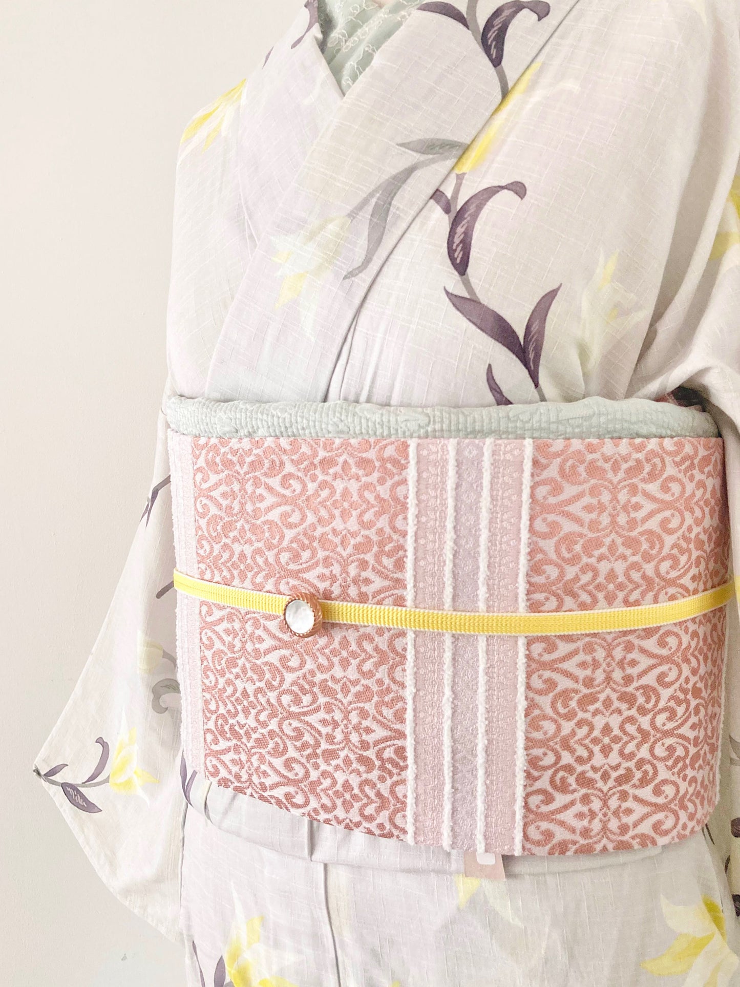 うさぎ小町×大塚呉服店コラボ半巾帯　第一弾　ペルシャ紋　コーラルシュガー